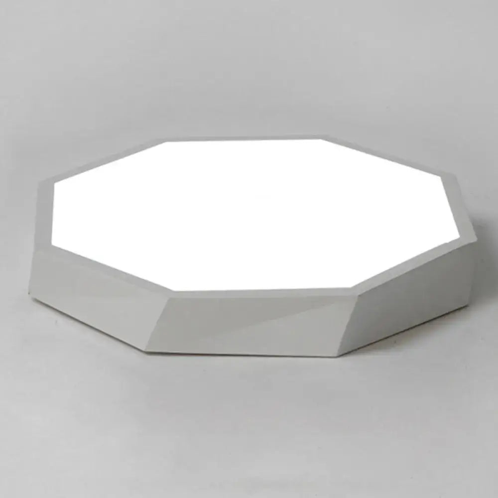Modern white DecorBites™ contemporary acrylic octagonal flush mount ceiling light with sleek geometric design for bedroom