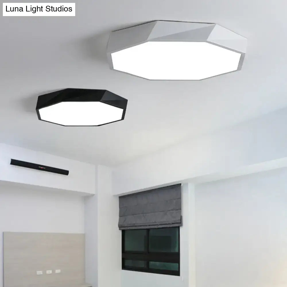 Decorbites contemporary acrylic flush mount ceiling light with modern hexagonal design in white or black for bedroom