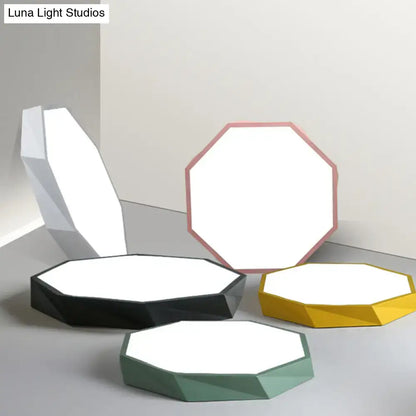 Decorbites contemporary acrylic flush mount ceiling light with white geometric octagonal led panels and colored frames