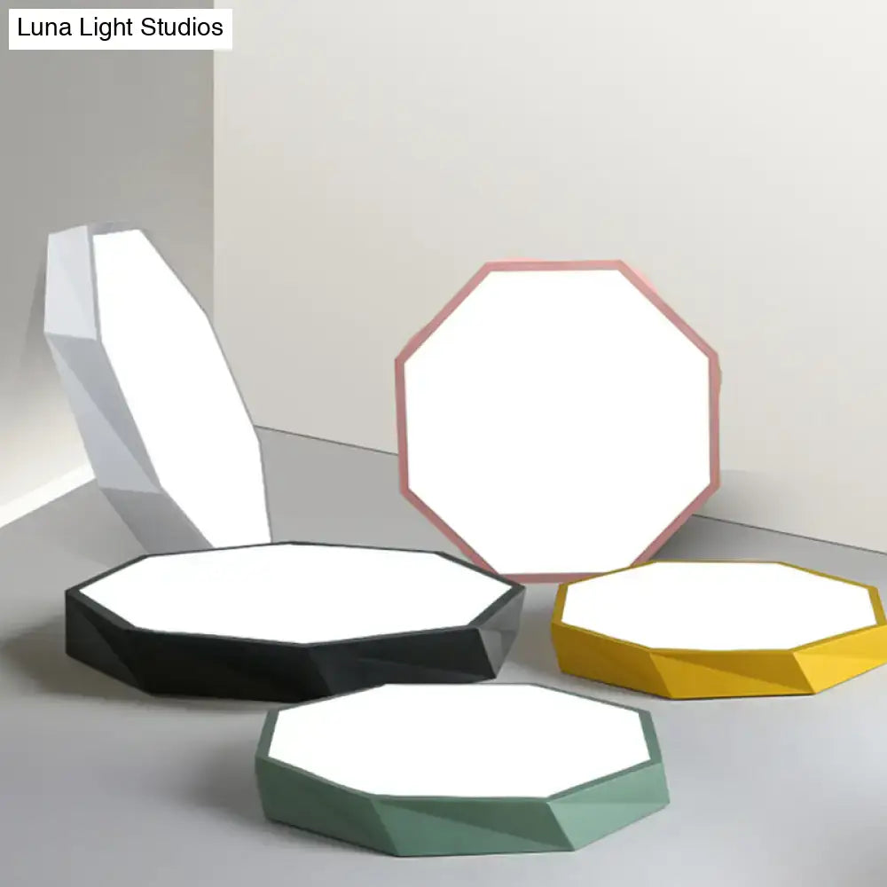 Decorbites™ contemporary acrylic flush mount ceiling light with white octagonal panels and colored geometric frames