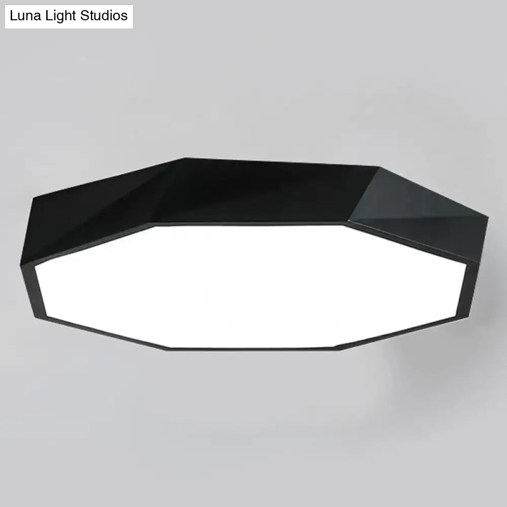 Decorbites™ black octagonal acrylic flush mount ceiling light with sleek matte finish for contemporary bedrooms