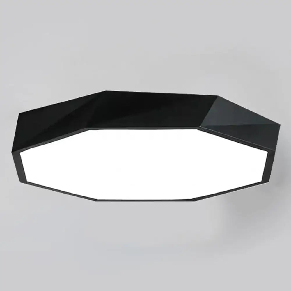 Black geometric octagonal decorbites™ acrylic flush mount ceiling light with matte finish for contemporary bedroom
