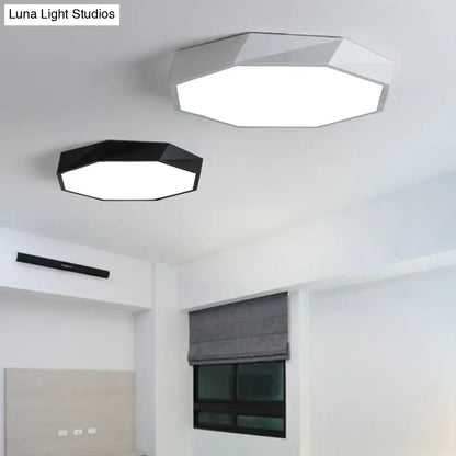 DecorBites™ contemporary acrylic flush mount ceiling light with hexagonal design in white or black for bedroom
