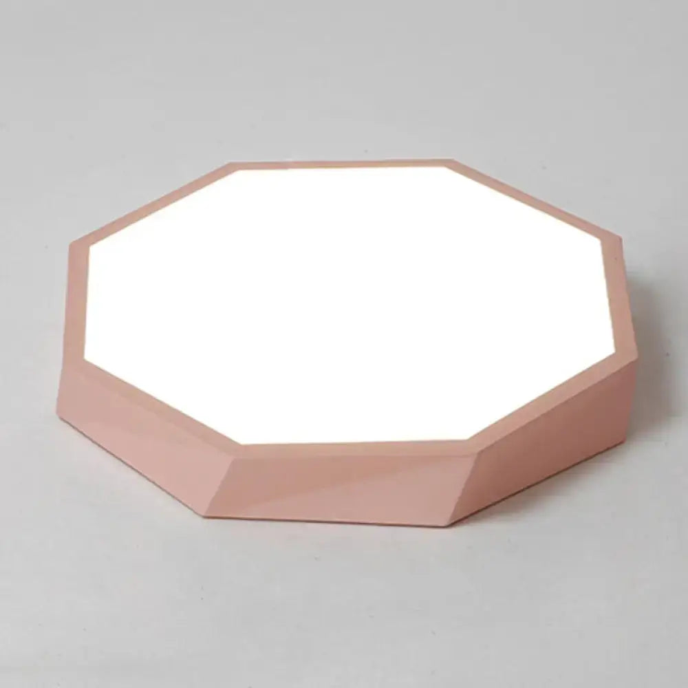 DecorBites™ contemporary acrylic flush mount ceiling light with soft pink frame and bright white illuminated surface