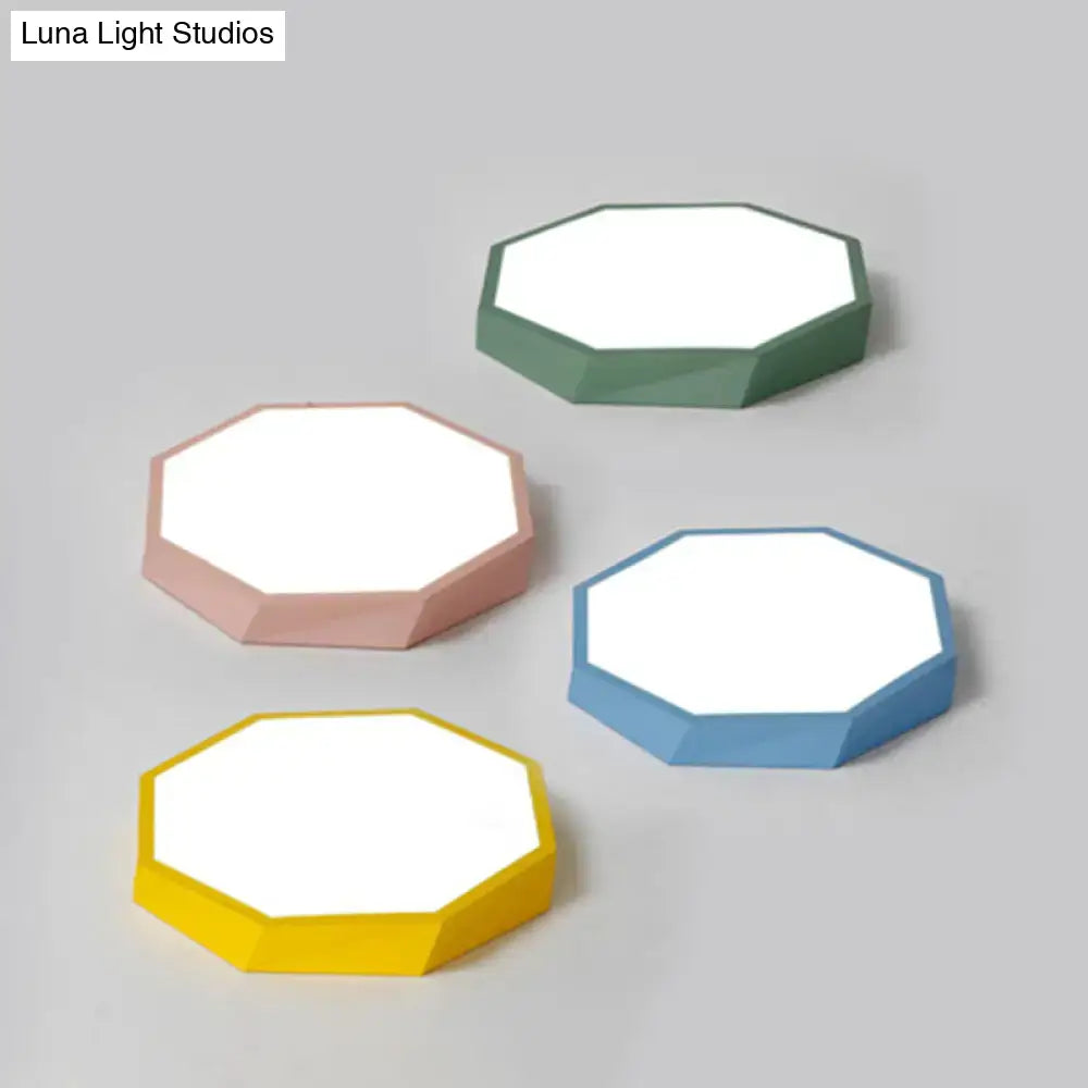 Modern octagonal led table lamps in pastel green pink blue and yellow complement decorbites flush mount ceiling light