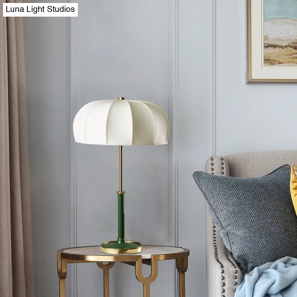 Contemporary Green/White Fabric Table Lamp with Metal Base - Shaded Task Lighting, 1 Head