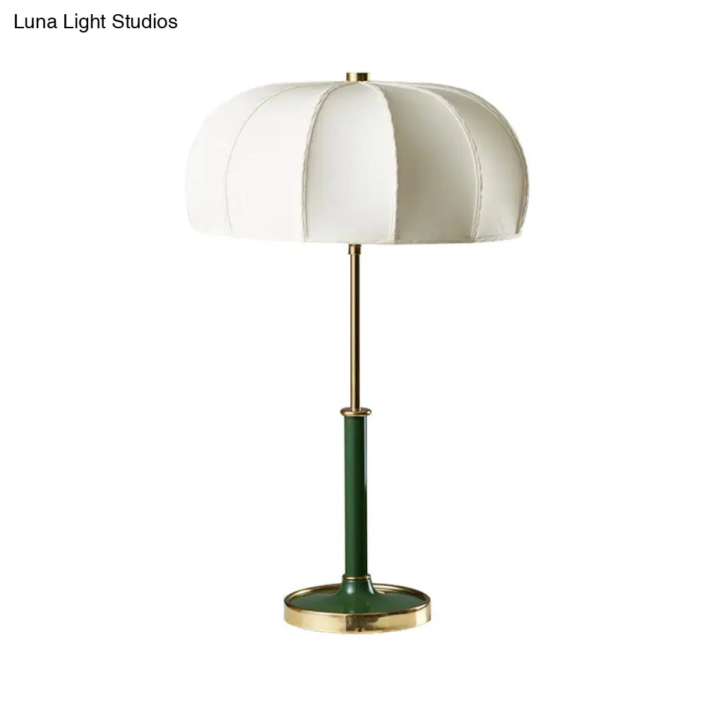 Contemporary Green/White Fabric Table Lamp with Metal Base - Shaded Task Lighting, 1 Head