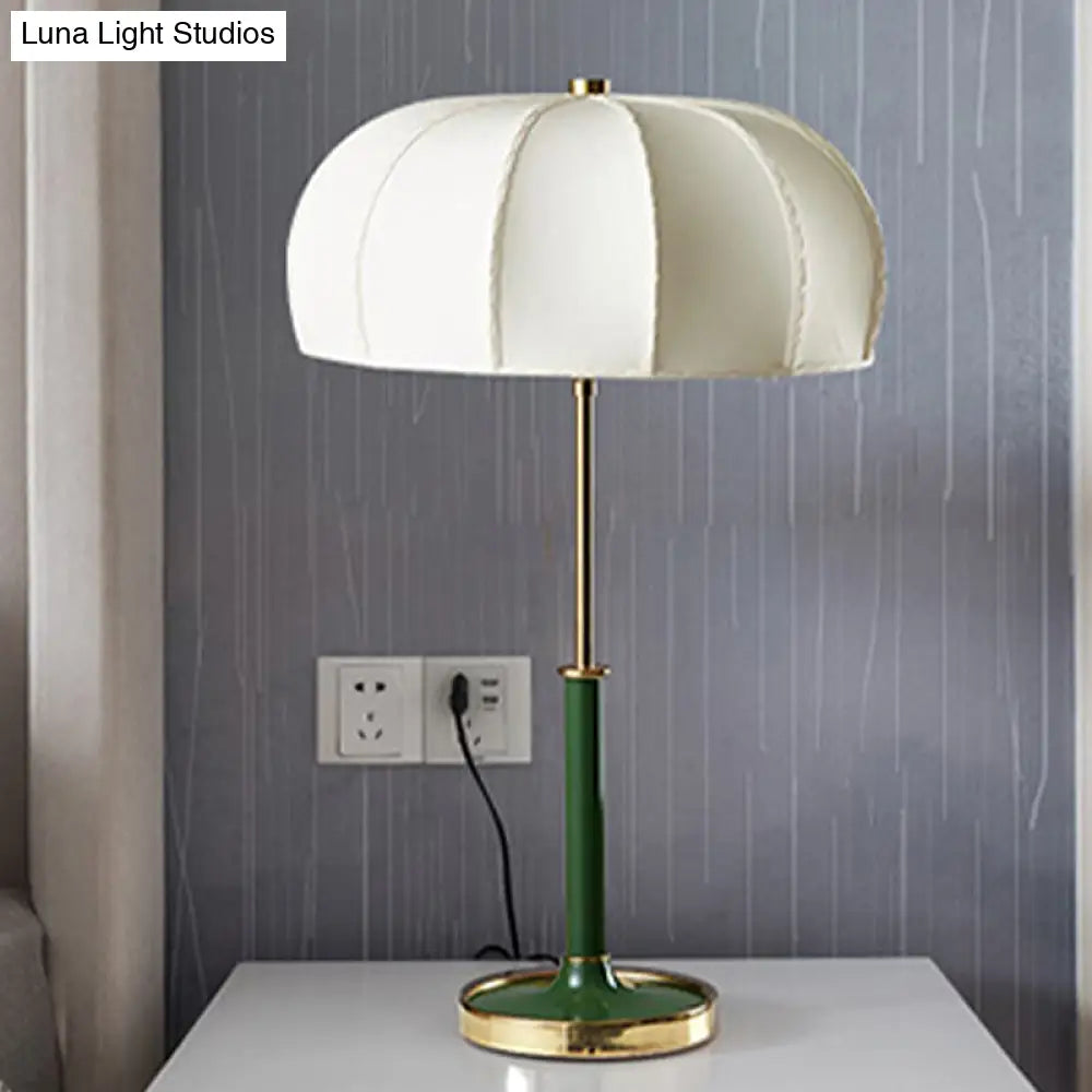 Contemporary Green/White Fabric Table Lamp with Metal Base - Shaded Task Lighting, 1 Head