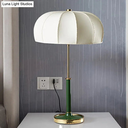Contemporary Green/White Fabric Table Lamp with Metal Base - Shaded Task Lighting, 1 Head