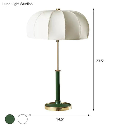 Contemporary Green/White Fabric Table Lamp with Metal Base - Shaded Task Lighting, 1 Head