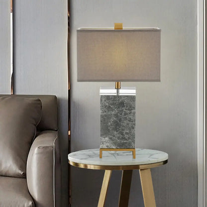 Contemporary Grey Fabric Nightstand Lamp with 1 Bulb - Perfect for Reading Books