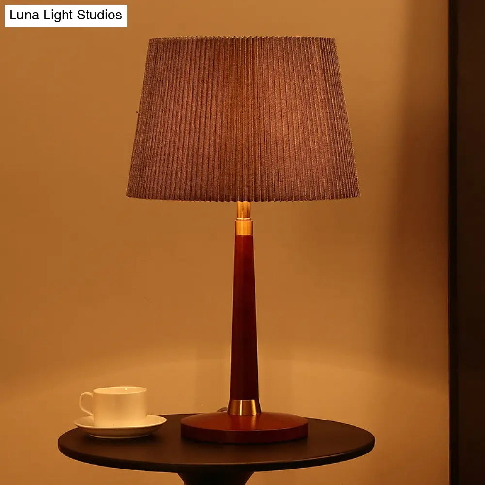 Contemporary Grey Tapered Drum Nightstand Lamp with 1 Bulb - Reading Book Light