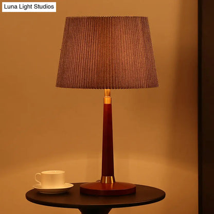 Contemporary Grey Tapered Drum Nightstand Lamp with 1 Bulb - Reading Book Light