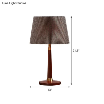 Contemporary Grey Tapered Drum Nightstand Lamp with 1 Bulb - Reading Book Light