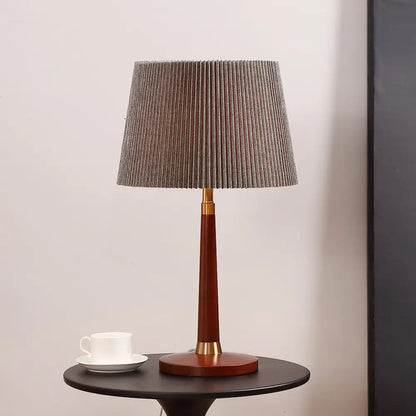 Contemporary Grey Tapered Drum Nightstand Lamp with 1 Bulb - Reading Book Light