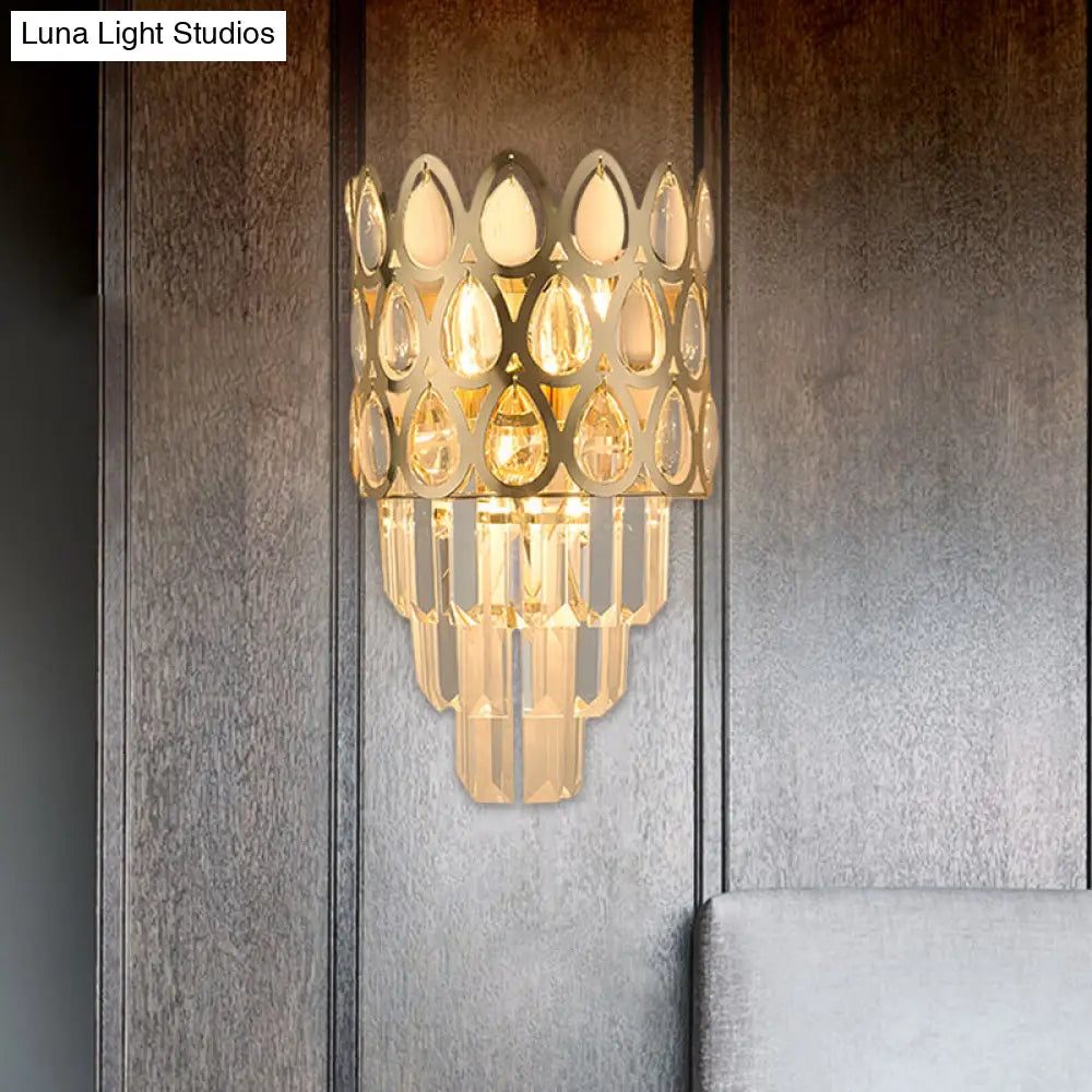 Aplique de pared DecorBites™ de estilo contemporáneo con forma de lágrima y diseño de rejilla - 3 luces - Negro/Dorado