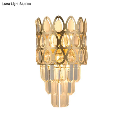 Aplique de pared DecorBites™ de estilo contemporáneo con forma de lágrima y diseño de rejilla - 3 luces - Negro/Dorado