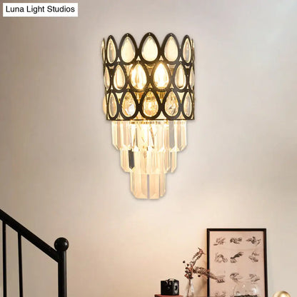 Aplique de pared DecorBites™ de estilo contemporáneo con forma de lágrima y diseño de rejilla - 3 luces - Negro/Dorado