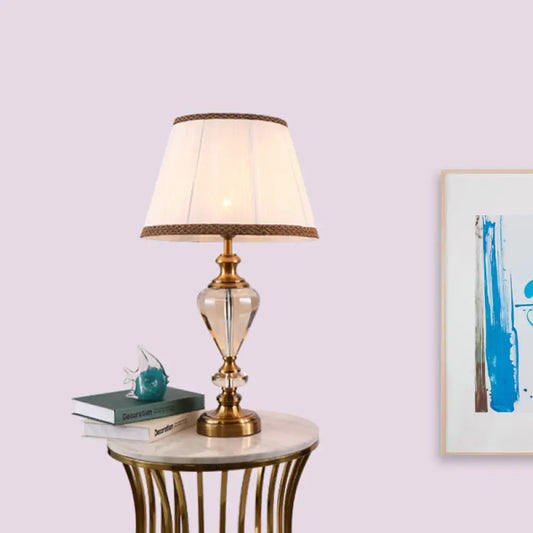 Lámpara de mesilla de noche contemporánea de cristal tallado a mano - Iluminación de tarea en forma de gota, beige