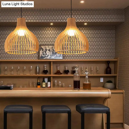 Lámpara colgante contemporánea de bambú tejido a mano DecorBites™ con una sola bombilla