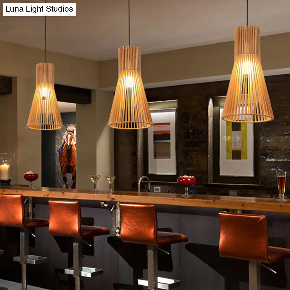 Lámpara colgante contemporánea de bambú tejido a mano DecorBites™ con una sola bombilla