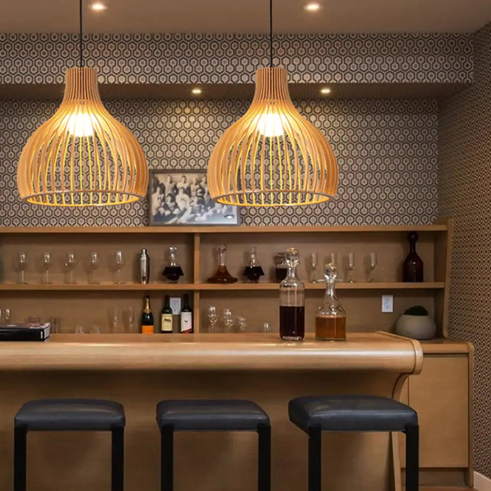 Lámpara colgante contemporánea de bambú tejido a mano DecorBites™ con una sola bombilla