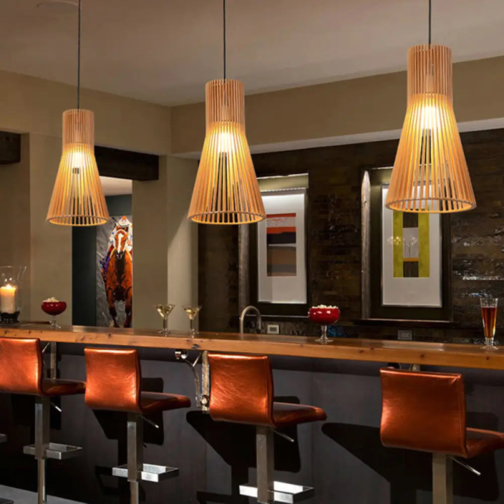 Lámpara colgante contemporánea de bambú tejido a mano DecorBites™ con una sola bombilla