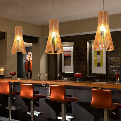 Lámpara colgante contemporánea de bambú tejido a mano DecorBites™ con una sola bombilla