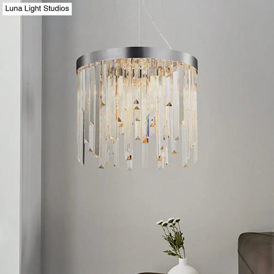 Kit de lámpara colgante contemporánea con prismas de cristal, 2/6 bombillas, 8"/16" de ancho