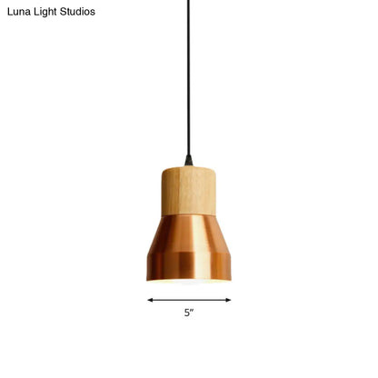 Contemporary Hanging Torch Shape Pendant Light for Hotels – Wood and Metal