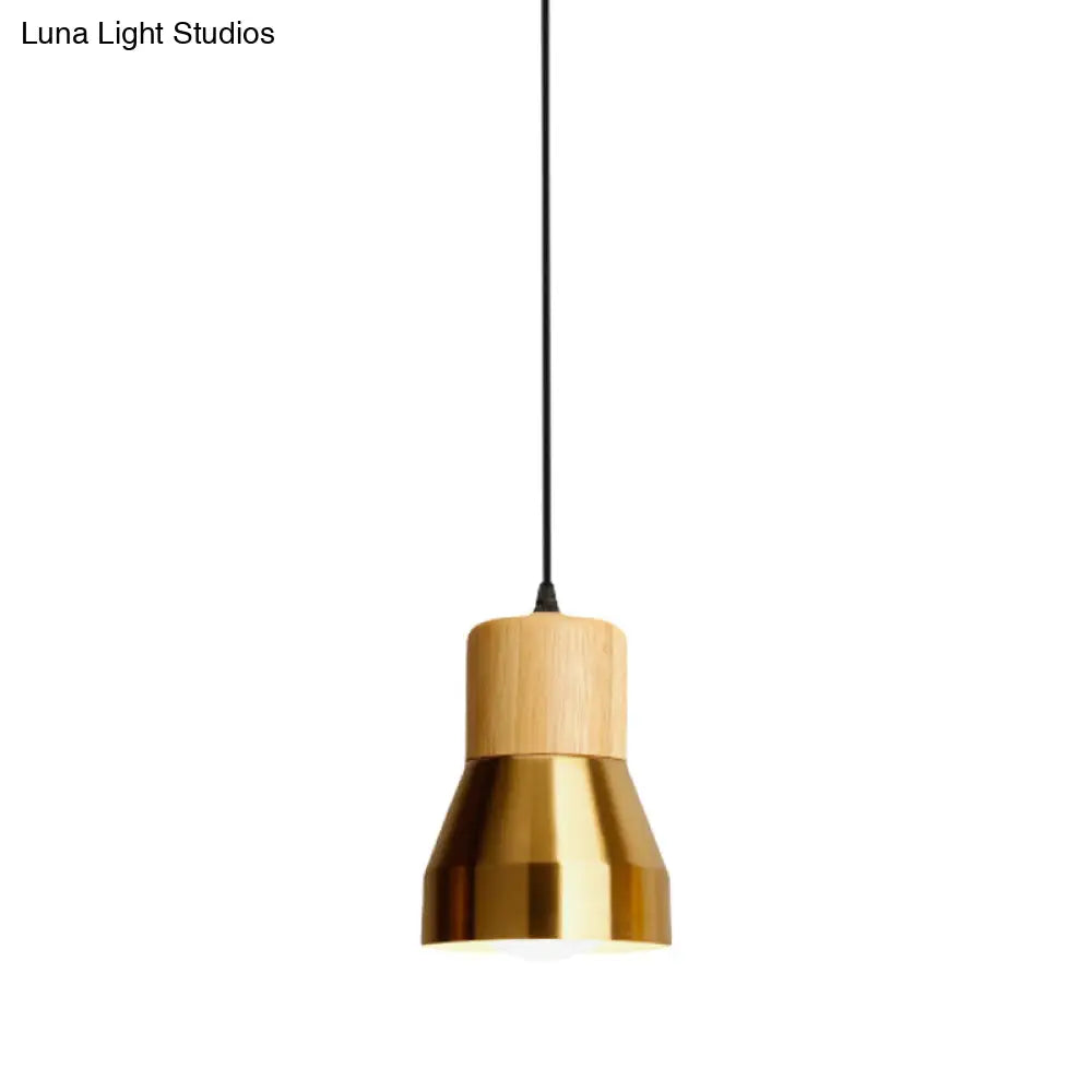 Contemporary Hanging Torch Shape Pendant Light for Hotels – Wood and Metal