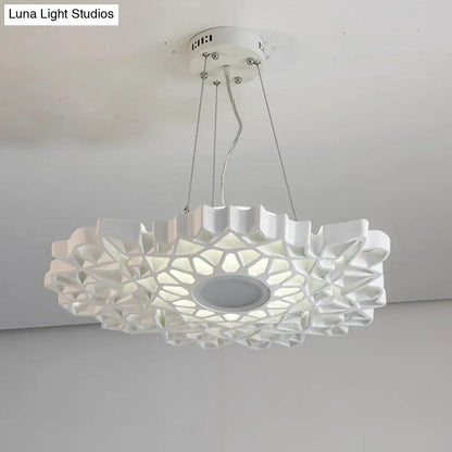 Contemporary Honeycomb Pendant Light- White Resin- 1-Head Ceiling Fixture