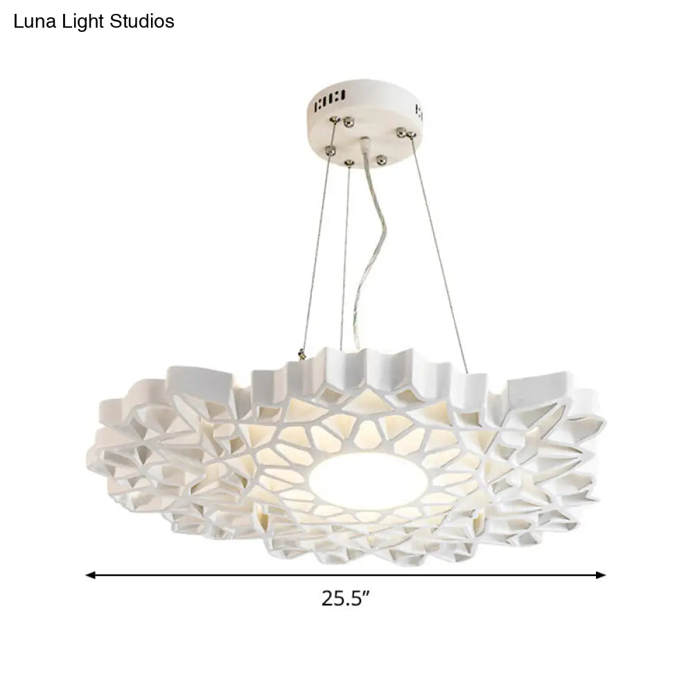 Contemporary Honeycomb Pendant Light- White Resin- 1-Head Ceiling Fixture