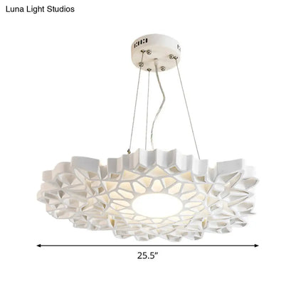 Contemporary Honeycomb Pendant Light- White Resin- 1-Head Ceiling Fixture