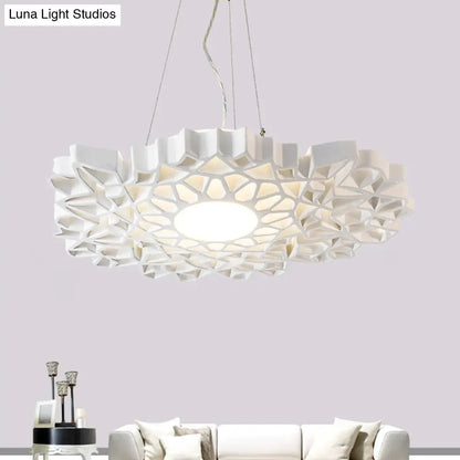 Contemporary Honeycomb Pendant Light- White Resin- 1-Head Ceiling Fixture