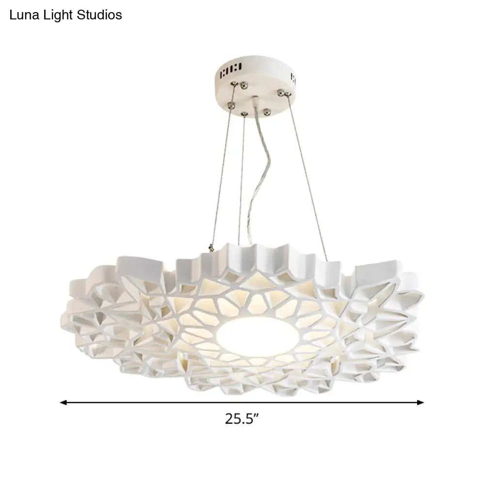 Contemporary Honeycomb Pendant Light- White Resin- 1-Head Ceiling Fixture