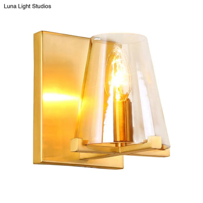 DecorBites™ DecorBites™ Contemporary Indoor Brass Wall Sconce with Glass Shade - Single Light Wall Mount Lamp for Living Room