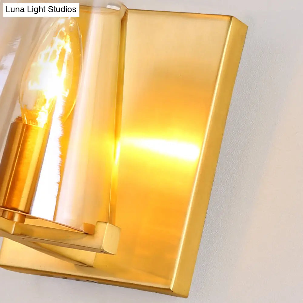 DecorBites™ DecorBites™ Contemporary Indoor Brass Wall Sconce with Glass Shade - Single Light Wall Mount Lamp for Living Room