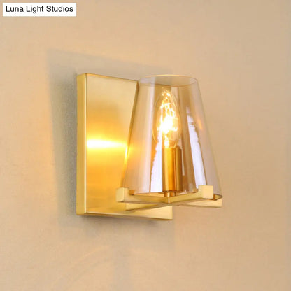 DecorBites™ DecorBites™ Contemporary Indoor Brass Wall Sconce with Glass Shade - Single Light Wall Mount Lamp for Living Room