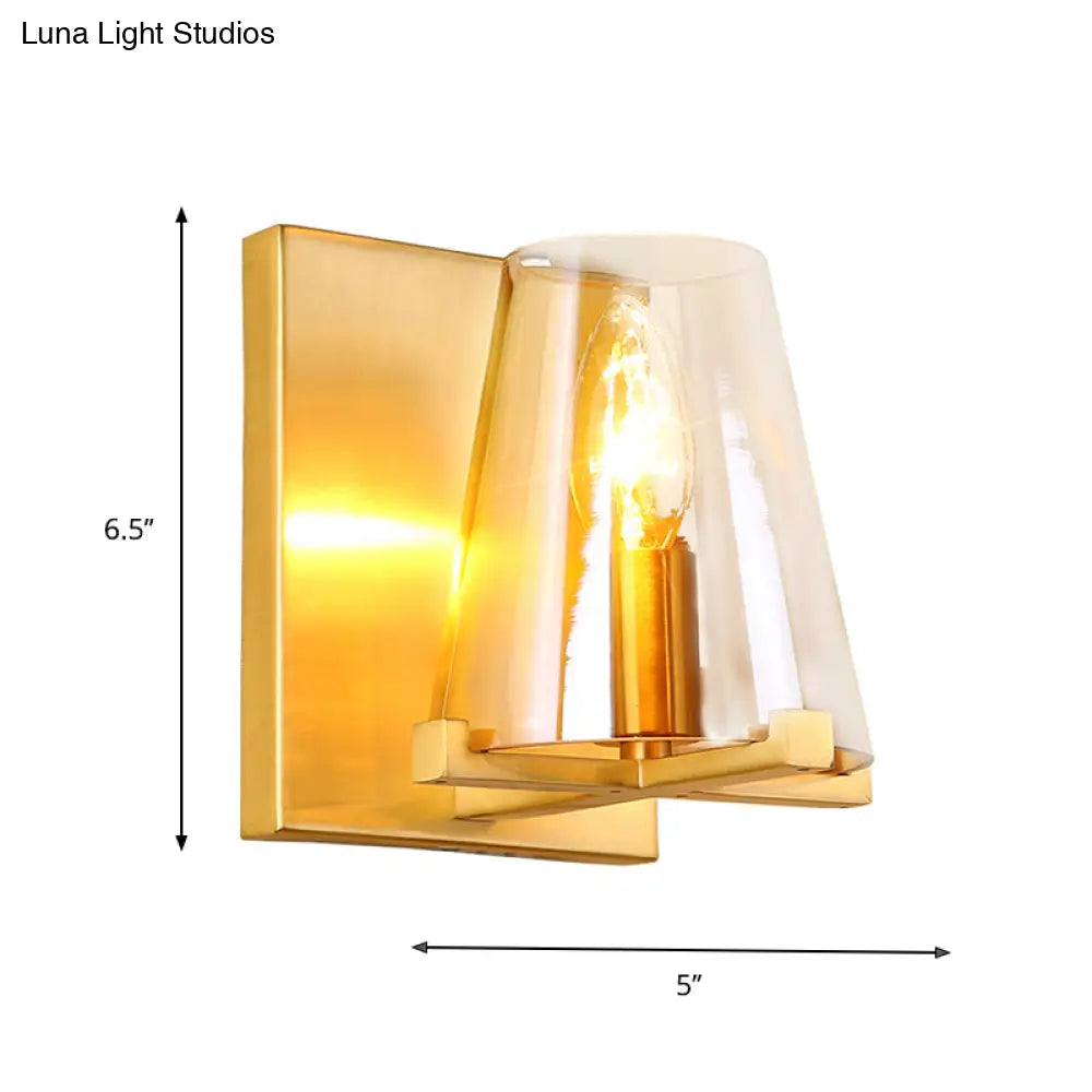 DecorBites™ DecorBites™ Contemporary Indoor Brass Wall Sconce with Glass Shade - Single Light Wall Mount Lamp for Living Room