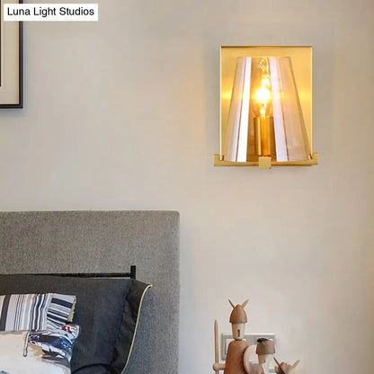 DecorBites™ DecorBites™ Contemporary Indoor Brass Wall Sconce with Glass Shade - Single Light Wall Mount Lamp for Living Room