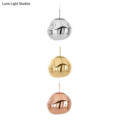 Lámpara colgante contemporánea irregular DecorBites™ de cristal soplado a mano plateado/rojo, 1 luz, para comedor, 8"/12" de ancho