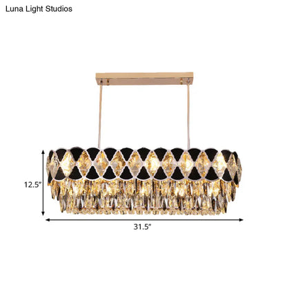 Lámpara de techo contemporánea DecorBites™ para isla con prismas de cristal transparente y adorno triangular negro