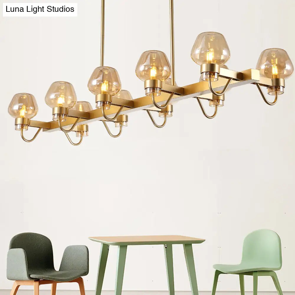 Lámpara de isla contemporánea DecorBites™: 10 bombillas de cristal transparente/ámbar/ahumado, lámpara colgante - Negro/Latón para dormitorio