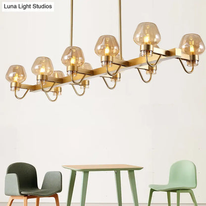 Lámpara de isla contemporánea DecorBites™: 10 bombillas de cristal transparente/ámbar/ahumado, lámpara colgante - Negro/Latón para dormitorio