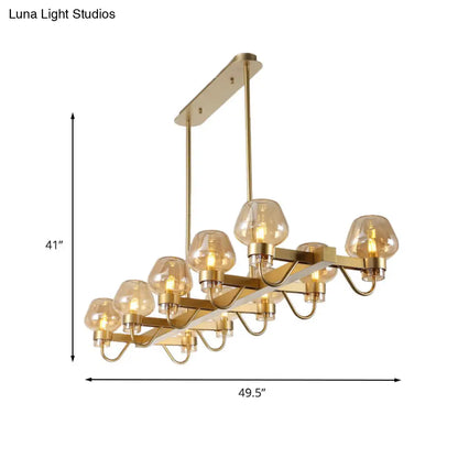 Lámpara de isla contemporánea DecorBites™: 10 bombillas de cristal transparente/ámbar/ahumado, lámpara colgante - Negro/Latón para dormitorio