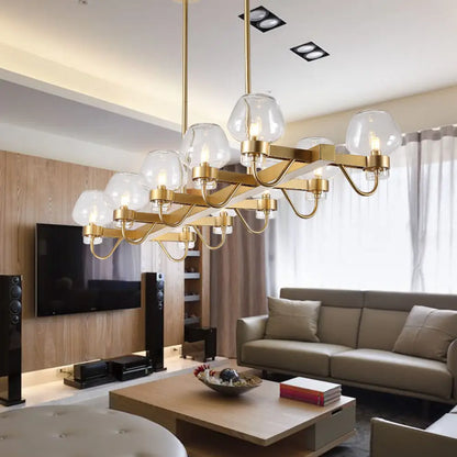 Lámpara de isla contemporánea DecorBites™: 10 bombillas de cristal transparente/ámbar/ahumado, lámpara colgante - Negro/Latón para dormitorio