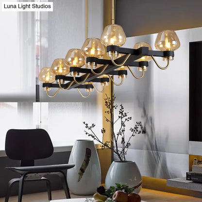Lámpara de isla contemporánea DecorBites™: 10 bombillas de cristal transparente/ámbar/ahumado, lámpara colgante - Negro/Latón para dormitorio
