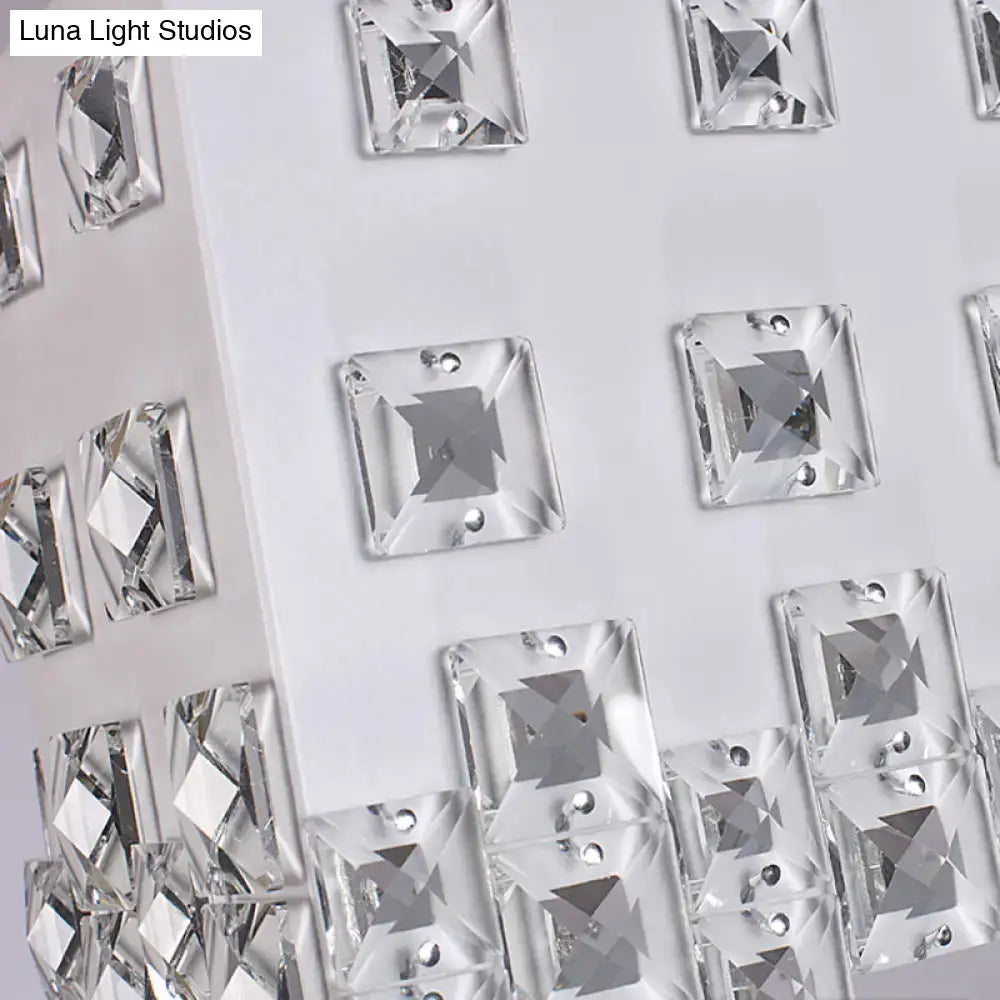 Clear faceted square rhinestones with silver metal backing holes for crystal accents on contemporary ivory chandelier