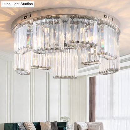 DecorBites™ DecorBites™ Contemporary Jagged Block Flush Mount Lamp - Clear Crystal Ceiling Light (18"/23.5" W, 6/9-Light) for Bedroom